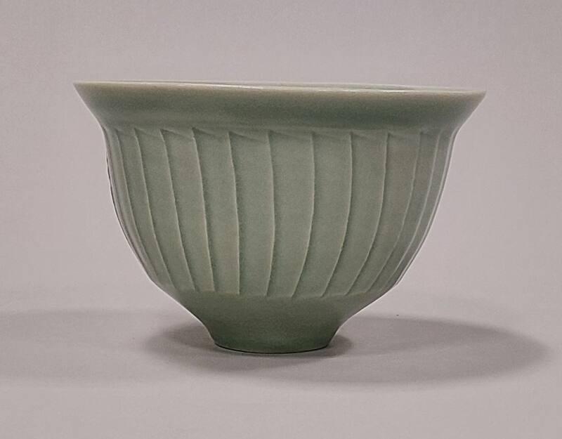 Porcelain Fluted Bowl With Celadon Glaze