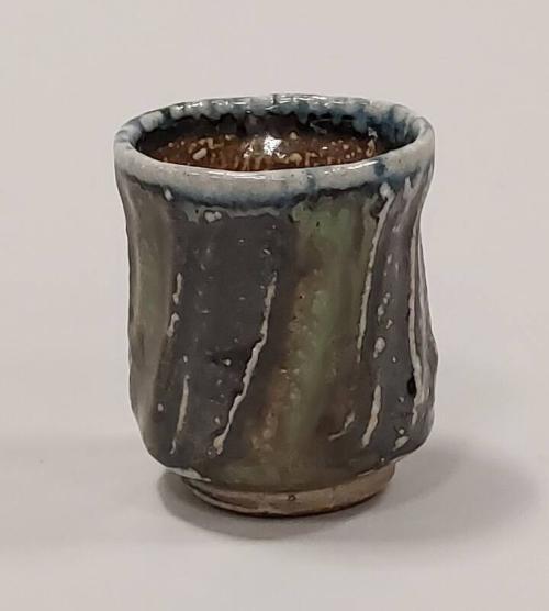 Stoneware Faceted Guinomi With Sodium Vapour Glaze