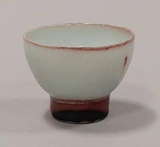 White Porcelain Footed Bowl With Pale Blue-Green Celadon Crackle Glaze
