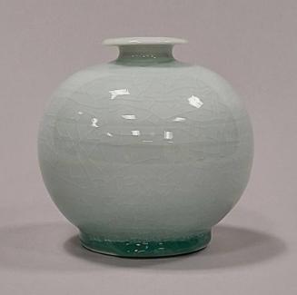 Bulbous Vase With Short Neck And Celadon Crackle Glaze