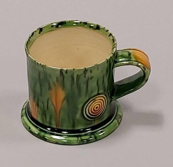 Green Earthenware Mug With Whieldon Style Glaze