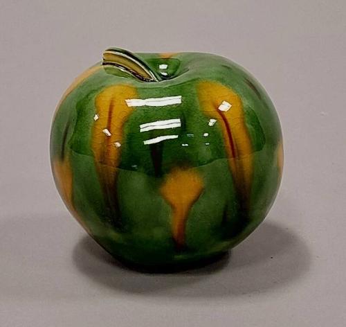 Porcelain Apple With Whieldon Style Green and Yellow Glaze