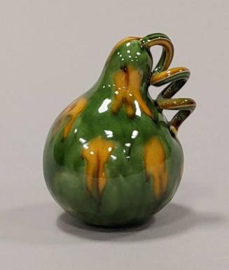 Porcelain Pear With Whieldon Style Green and Yellow Glaze