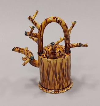 Cut Branch Teapot With Whieldon Style Glaze