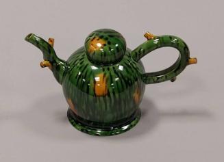 Earthenware Teapot with Whieldon Style Glaze and Off-Centre Cover