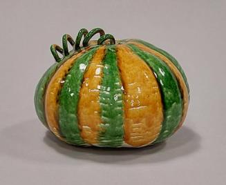 Porcelain Gourd with Whieldon Style Glaze and Spiral Stalk