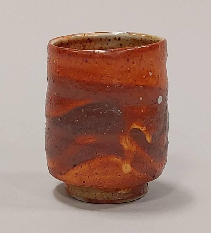 Stoneware Yunomi With Finger Waves And Shino Glaze