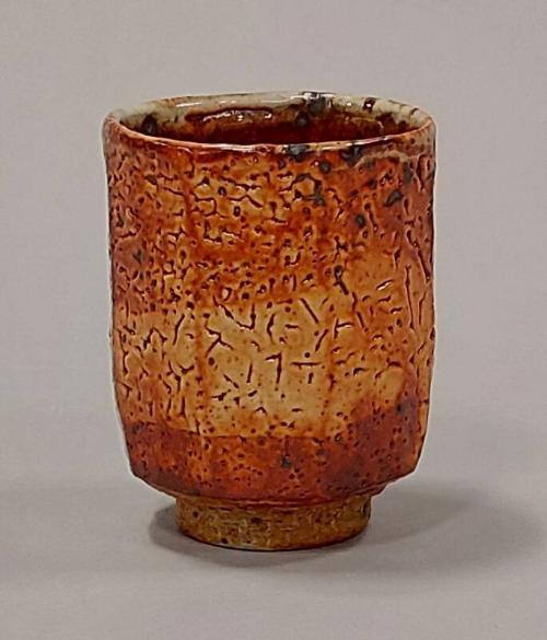 Faceted Stoneware Yunomi With Shino Glaze