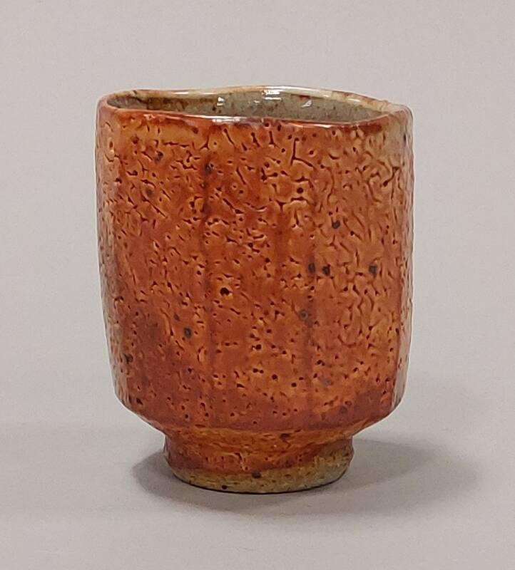 Faceted Stoneware Yunomi With Shino Glaze