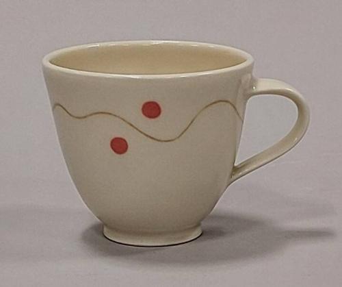 Porcelain Oxidised Celadon Teacup With Pink Dots