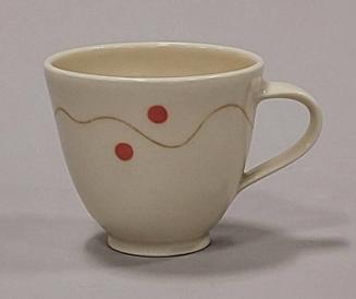 Porcelain Oxidised Celadon Teacup With Pink Dots