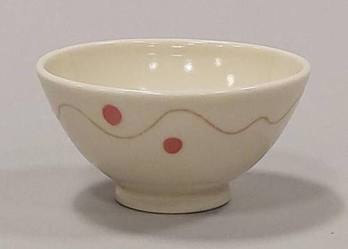 Porcelain Oxidised Celadon Bowl With Pink Dots