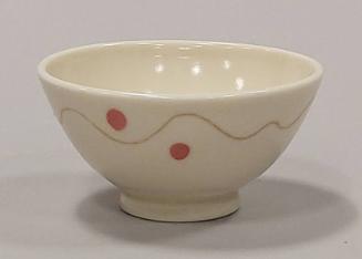 Porcelain Oxidised Celadon Bowl With Pink Dots