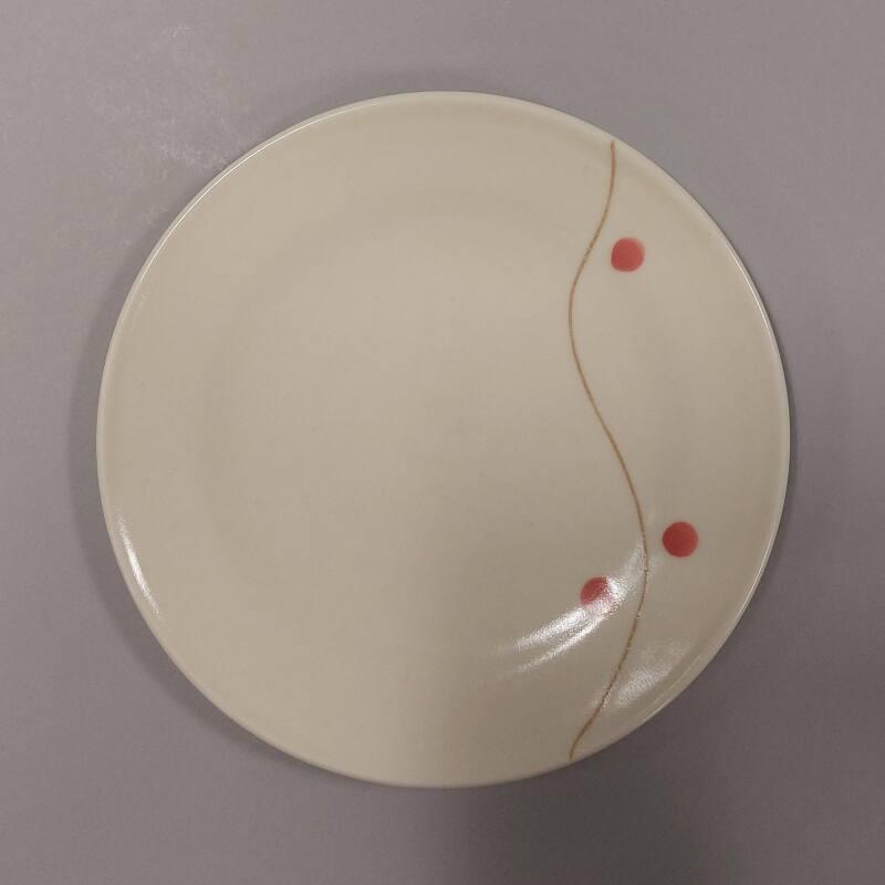 Porcelain Oxidised Celadon Side Plate With Pink Dots