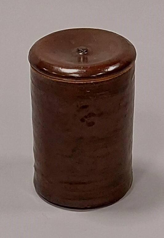 Stoneware Mizusashi With Tenmoku Glaze