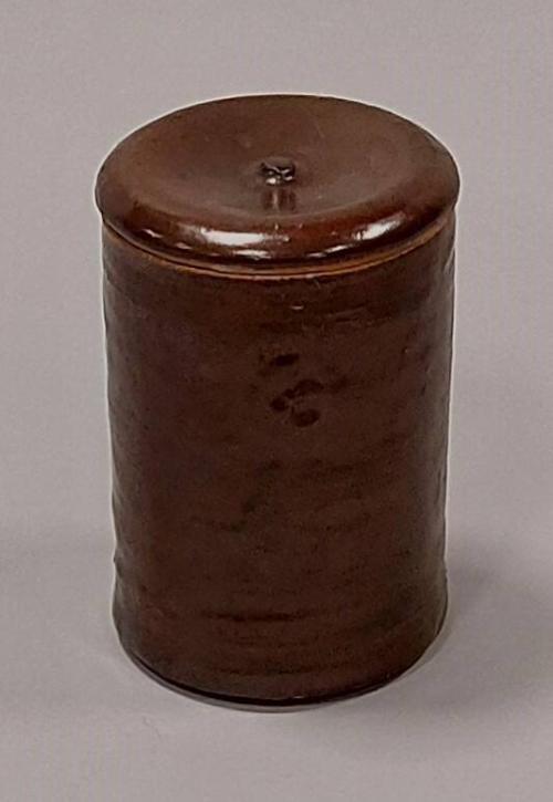 Stoneware Mizusashi With Tenmoku Glaze