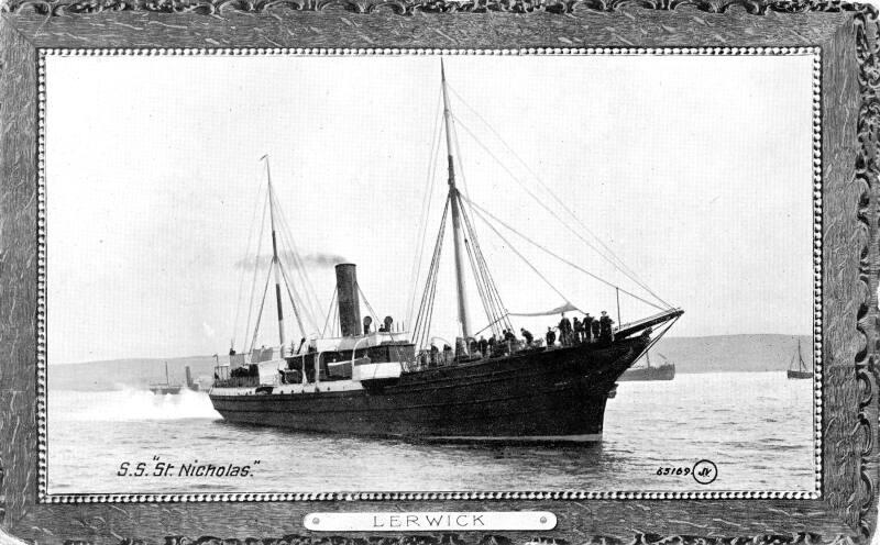 Black and white view of starboard side of St Nicholas at Lerwick