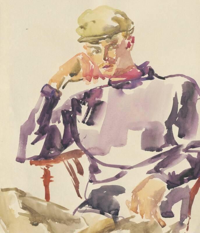 Seated Man in Cap