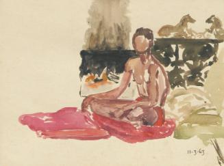 Male Figure on Pink Cushions-cross legged