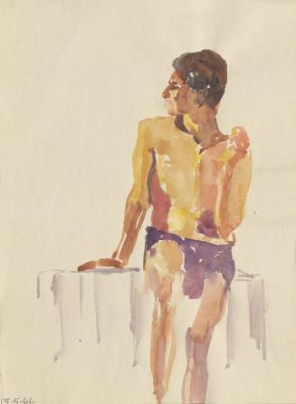 Male figure looking left