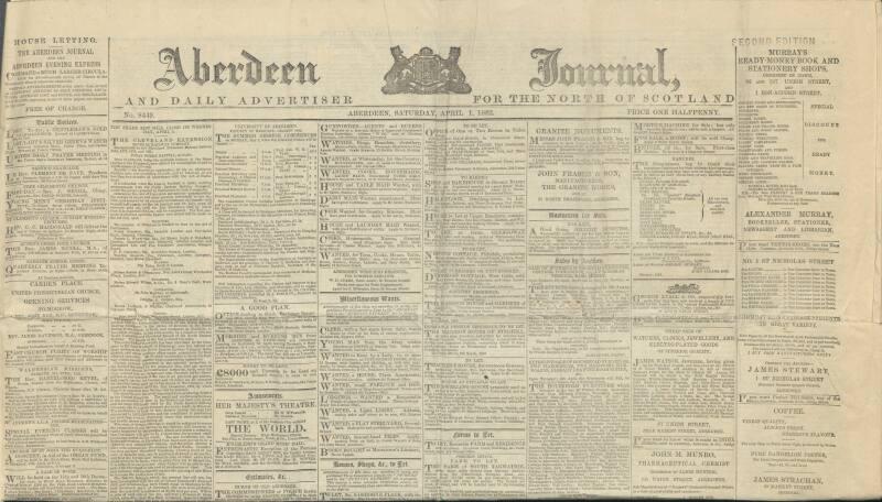 The Aberdeen Journal, Saturday, April 1st, 1882