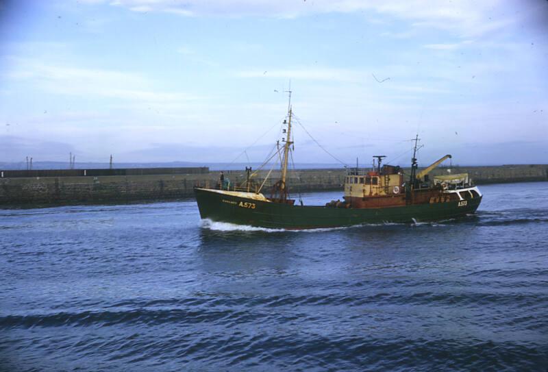 colour slide showing the trawler Carency in Aberdeen harbour