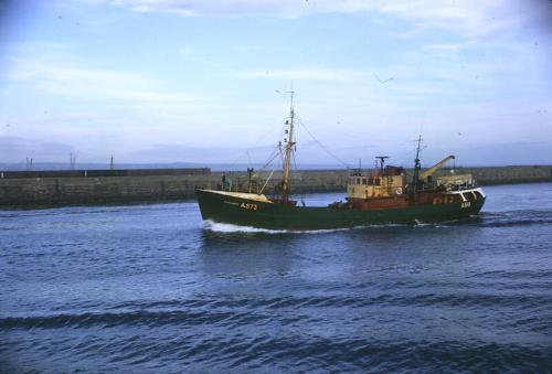 colour slide showing the trawler Carency in Aberdeen harbour