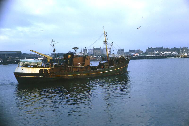 colour slide showing the trawler Clova in Aberdeen harbour