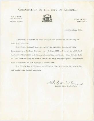 Reference Letter for Sheila Petrie