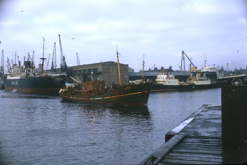 colour slide showing the trawler Clova in Aberdeen harbour