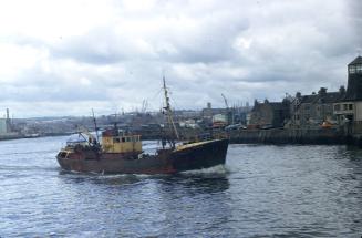 colour slide showing the trawler Kinellan in Aberdeen harbour