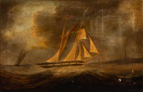 Schooner Marshall in a rough sea