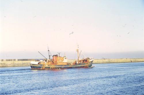 colour slide showing the trawler Seaward Petrel in Aberdeen harbour