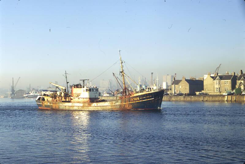 colour slide showing the trawler Seaward Venture in Aberdeen harbour