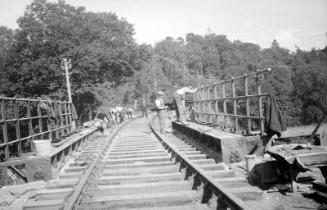 Line Men At Rail Bridge