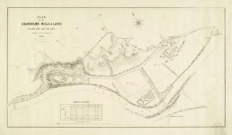 Plan of Grandholme Mills and Lands Divided into Lots for Sale 1859