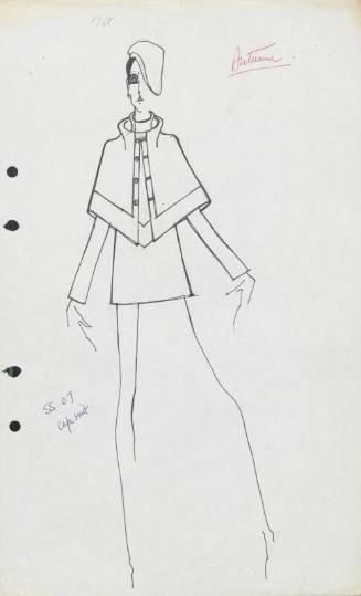 Drawing of Cape Suit for the Autumn 1968 Collection