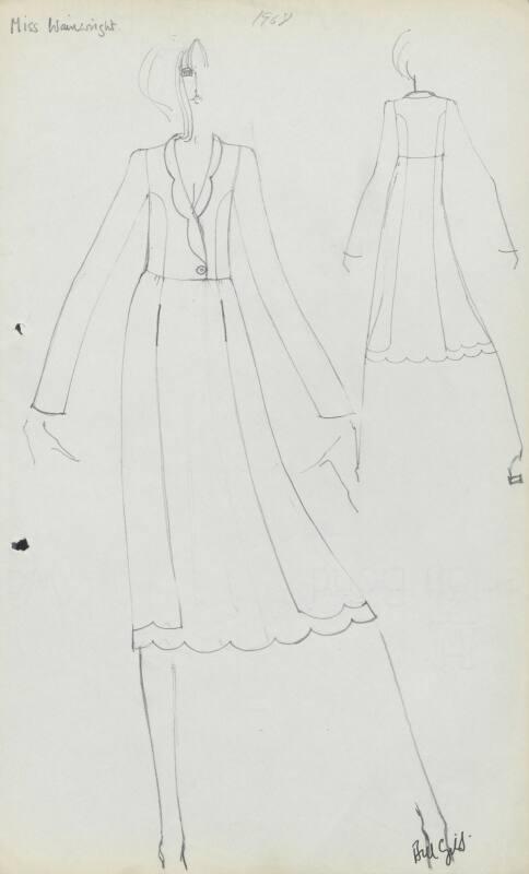 Drawing of Dress designed for Miss Wainwright