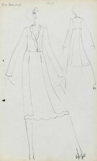 Drawing of Dress designed for Miss Wainwright