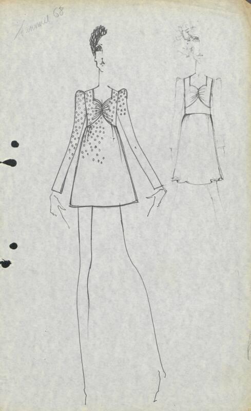 Drawing of Two Dresses for Summer 1968 Collection