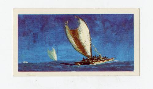 "The Saga of Ships" Brooke Bond Tea Card - South Sea Island Boat