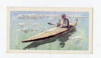 "The Saga of Ships" Brooke Bond Tea Card - 'Eskimo Kayak'