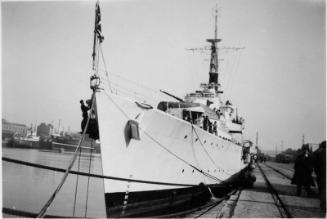 Black and White Photograph in album of HMS Wakeful visiting Aberdeen