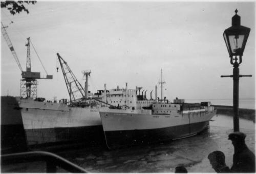 Black and White Photograph in album of 'Cyprian Prince' fitting out at Burntisland Shipyard