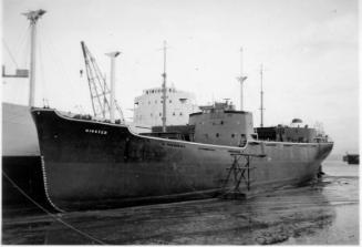 Black and White Photograph in album of 'Minster' fitting out at Burntisland Shipyard