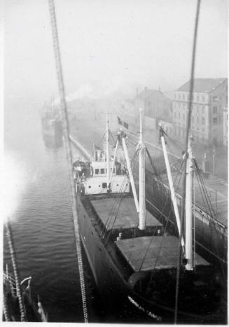 Black and White Photograph in album of 'Hebridean Coast' at Aberdeen Harbour