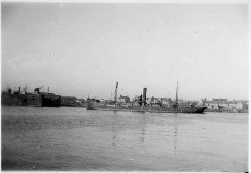 Black and White Photograph in album of 'Vilk' in Aberdeen Harbour