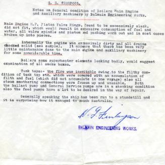 report on engines of SS Teespool