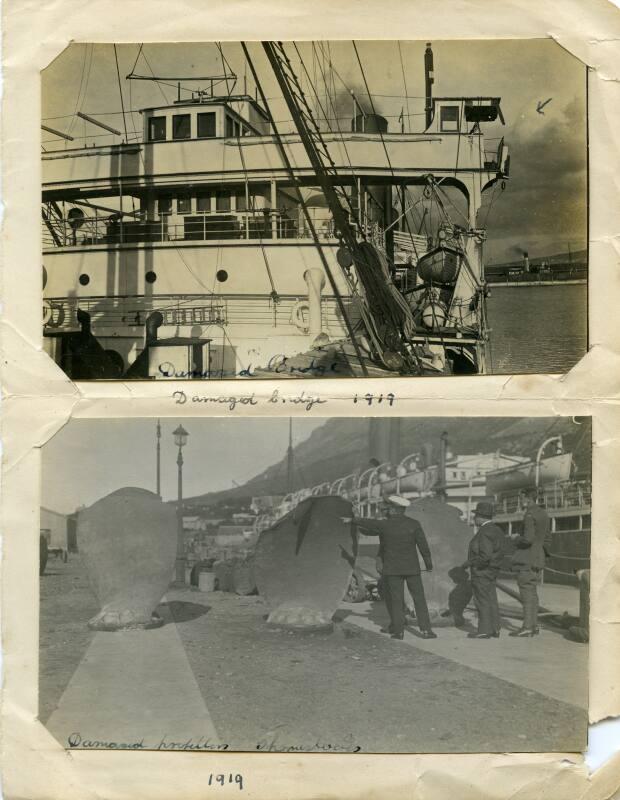 Photograph of damaged bridge of THEMISTOCLES, 1919