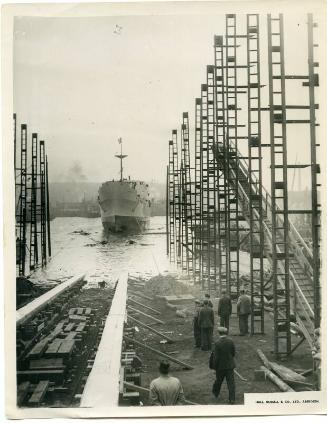 Black and white photograph of launch of Aberdonian Coast